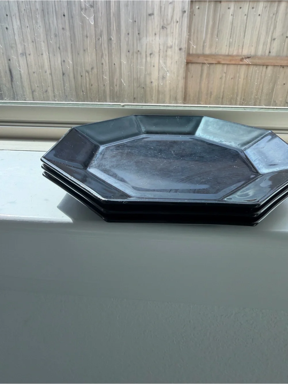 Made in France Black Octagonal Decorative Wall Plates - Set of 3